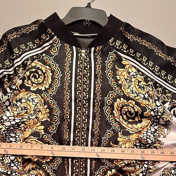 Ornate White, Gold & Black Floral Jumpsuit - Picture 7 of 9